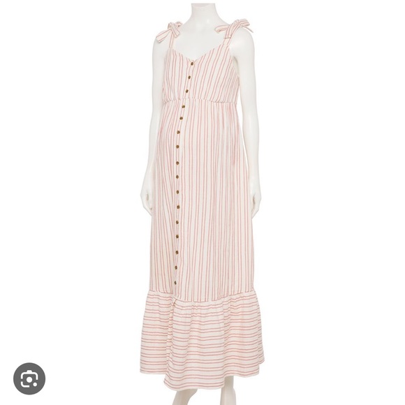 Maternity Sonoma Goods For Life® Knot Shoulder Stripe Maxi Dress Size Large - Picture 2 of 4